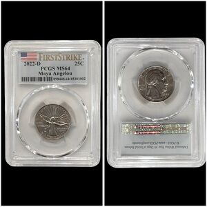 2022-D  PCGS FIRST STRIKE MS64 Maya Angelou 25 CENT‎ SILVER COIN